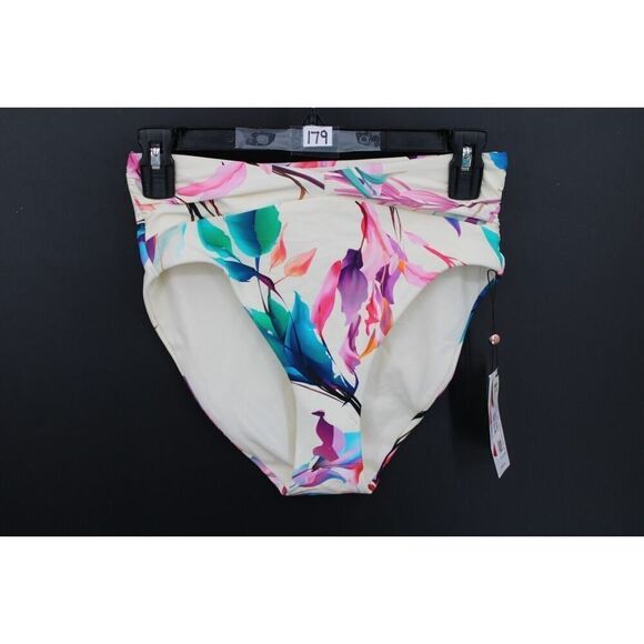 CALIA Women's Shirred V Front High Rise Swim Bottom, Floral XS - Picture 7 of 11